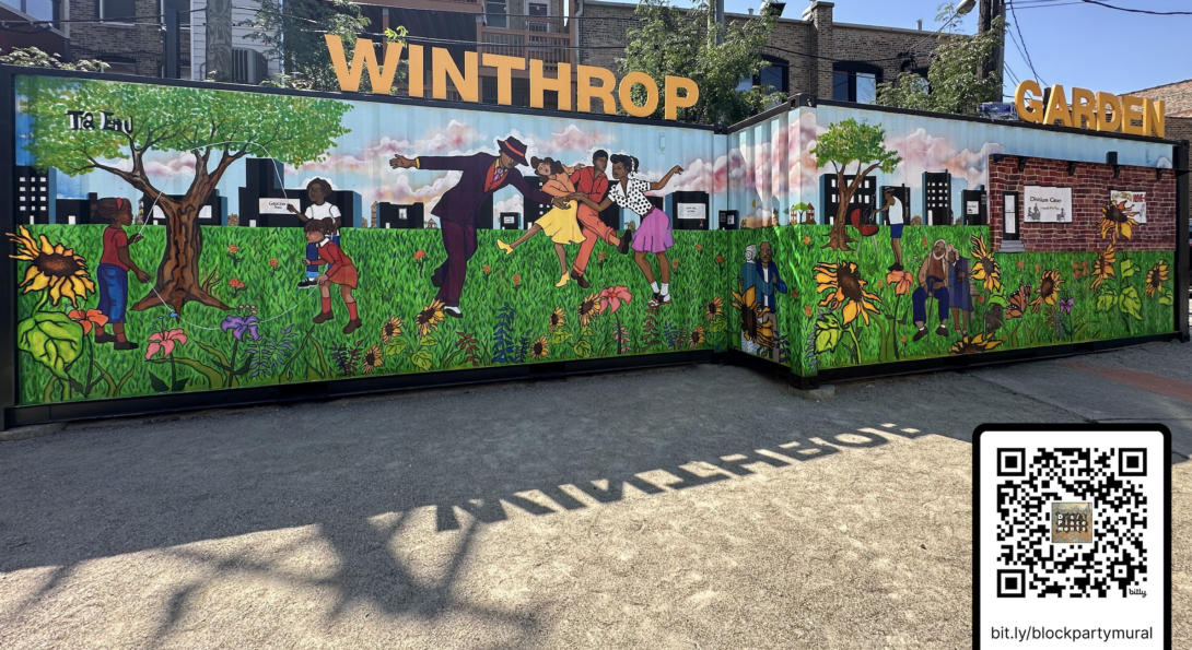 Winthrop “Block Party” mural by artist Tia Etu